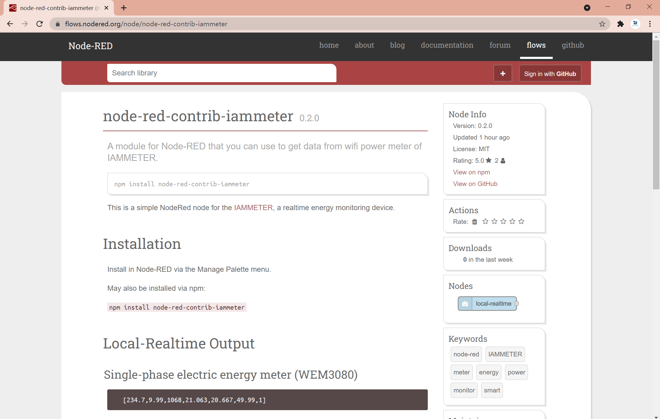 WiFi Energy monitor in NodeRed